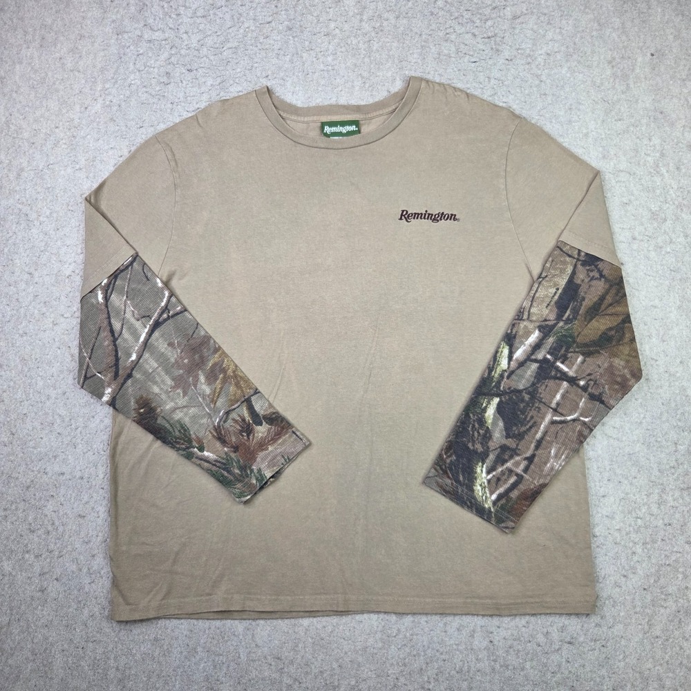 Remington Brown Long Sleeve Thermal Shirt Camo Knit Graphic Men's Size 2XL